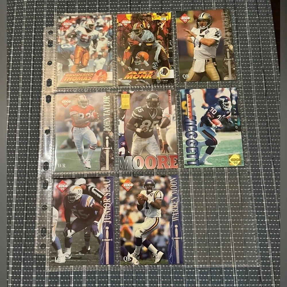 🏈 Edge 1994 & 1995 NFL Football Trading Cards, Lot of 8, Serial Numbers